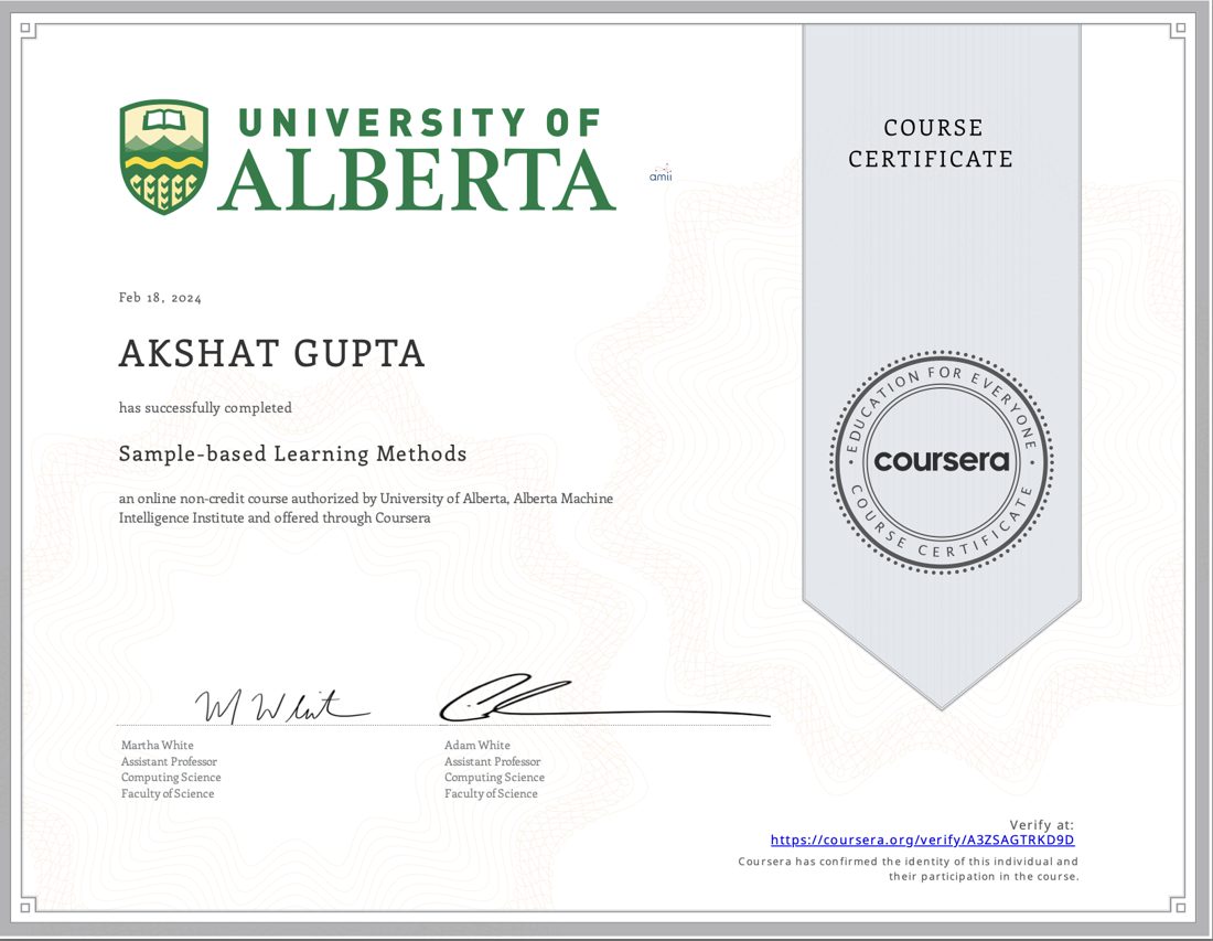 Sample-based Learning Methods