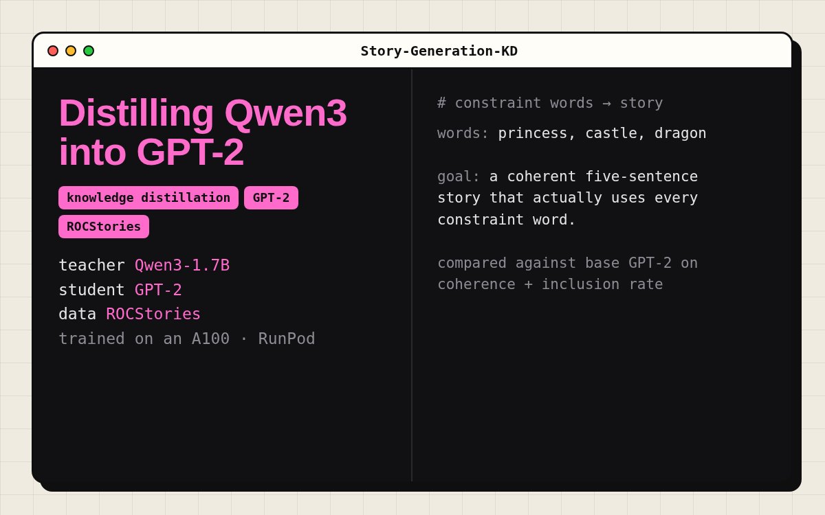 Distilling Qwen3 into GPT-2 preview